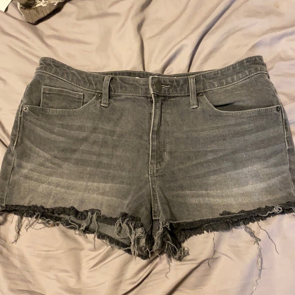 Black denim shorts